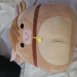 Squishmallows Official Kellytoy 16 Inch cowbell Calton Highland Cow Brown Plush